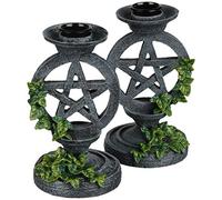 Nemesis Now Candelabros de pentagrama envejecidos, 13,4 cm, gris