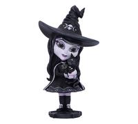 Nemesis Now Figura Cult Cuties Hexara - Bruja negra 15 cm, resina pintada a mano con gato