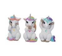 Nemesis Now Estatuilla Decorativa de Unicornios emulando a los 3 Monos sabios, Resina, Color Blanco, tamaño pequeño