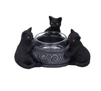 Nemesis Now Familiar Trio Portavelas de té, Negro, 10 cm