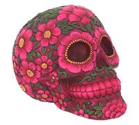 Nemesis Now - Figura con forma de calavera decorativa, diseño de flores, Rojo, 14.5 cm
