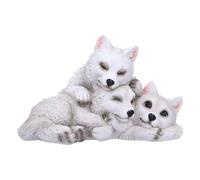 Nemesis Now Figura de Cachorro de Lobo dormilón de 14 cm, Resina, Blanco, Figura de Tres Lobos bebés, Adorno de trío de Lobos Blancos, artículos de Regalo coleccionables, Fundido en la Mejor Resina,