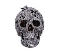 Nemesis Now Figura Decorativa de cráneo de drakos de Plata grabada, polirresina, Talla única