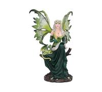 Nemesis Now Giada - Figura pequeña de hadas del bosque con dragón familiar, estatua de hadas de 31 cm, figuras de hadas caprichosas para fanáticos de dragones, decoración gótica, coleccionistas de