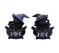 Nemesis Now Hubble and Bubble Witches - Figuras Familiares de Gato Negro y caldero, 8 cm