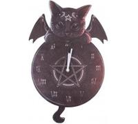 Nemesis now malpuss tickin' clock, decoración gótica de gato alado,