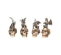 Nemesis Now Mind Machines - Juego de 4 Figuras de Calavera de dragón (10,5 cm), Color Blanco