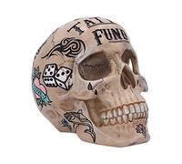 Nemesis Now Natural Bone Coloured Traditional, Tribal Tattoo Fund Skull Fondo de Tatuajes Color, polirresina, Hueso, Talla única