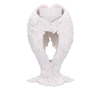 Nemesis Now Portavelas de Té con Alas de Ángel - 17 cm, Resina, Blanco - Soporte para Velas con Escultura - Decoración del Hogar, Regalo - Fundido en la Mejor