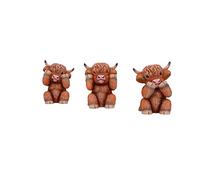 Nemesis Now Three Wise Highland Cows, marrón, 9,6 cm