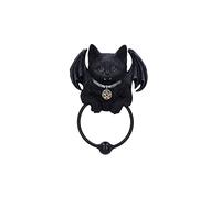 Nemesis Now Vampuss - Aldaba de Puerta de Gato de 20 cm, Resina, Negro, murciélago Negro, Gato Vampiro, Regalo de Bruja, decoración de Halloween, Fundido en la Mejor Resina, Pintado a Mano por