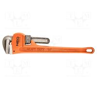 NEO TOOLS Llave de tubo Stillson 350 mm, rango 58 mm, 14", peso 1,25 kg, carcasa de hierro dúctil, mandíbulas forjadas, lijadas, ranuradas, mecanismo de tornillo sin fin