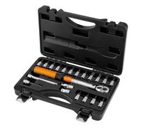 NEO TOOLS Llave dinamométrica bidireccional, juego de 21 unidades, llaves dinamométricas de 14, puntas a tuerca de 14, altura de 5 x 100 mm, extensión