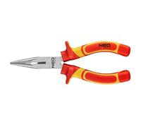 Neo Tools Alicates de punta redonda plana 160 mm 01-223, para trabajos eléctricos de hasta 1000 V, mangos de 2 componentes, acero CrV (160 mm)