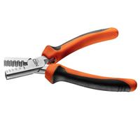NEO TOOLS Alicates para terminales de cable 0,25-2,5 mm² (15-9 AWG), 140 mm de largo, mango de dos componentes, chapa expandible, acero al carbono
