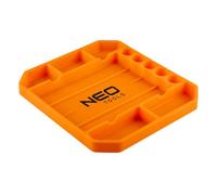 NEO TOOLS Bandeja de herramientas de silicona, 25,7 x 23,2 x 2,5 cm, 6 compartimentos, 5 portabrocas, antideslizante, ligera, protege herramientas y equipos de taller, flexible, antideslizante