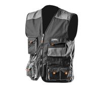 NEO TOOLS Chaleco de trabajo (pantalones, chaleco, camiseta) | Tallas S-XXL | Gris/Negro, Ropa de trabajo, chaleco de tela Oxford resistente, chaleco reflectante, gris, XL