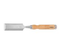 NEO TOOLS Cincel para madera, cincel, cincel, ancho de la hoja: 10 - 38 mm, hoja de acero CrV, mango de madera para mayor comodidad, refuerzo de impacto, anillos de metal en los mangos, reafilable (38