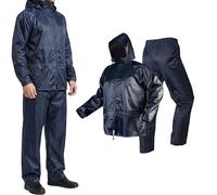 NEO TOOLS Conjunto de chubasquero para hombre con capucha y pantalones de lluvia, tallas M-XXXL, costuras selladas, cremalleras y bolsillos protegidos del agua, orificios de ventilación, 100%