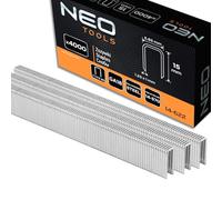 NEO TOOLS Grapas galvanizadas para grapadora neumática (para NEO modelo 14-570), GA18, tipo 90 (4K), longitud 10-40 mm, 4000 unidades, alambre de acero galvanizado, resistente a la corrosión (15 mm)