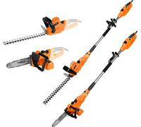NEO TOOLS: Herramienta de jardín multifunción 2 en 1 – Cortasetos profesional (750W, espada de 25 cm) y podadora de setos telescópica (550W, cuchilla de 46 cm)
