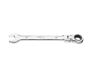 NEO TOOLS Llave de carraca articulada de acero CrV, tamaño 8-32 mm, llave combinada (tamaño 27 mm)
