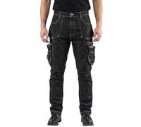NEO TOOLS Pantalones de trabajo para hombre Denim/negro, talla XS-3XL para | Pantalones de trabajo duraderos y universales con 2% elastano, 98% algodón