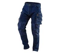 NEO TOOLS Pantalones vaqueros largos de trabajo para hombre, 8 bolsillos multifunción, costuras reforzadas, zona de las rodillas para rodilleras, 98% algodón, 2% elastano, 390 g/m1 Denim, talla XL