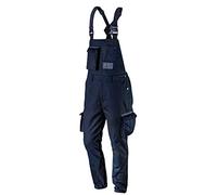 NEO TOOLS Peto de trabajo marino para hombre, 60% algodón, 37% poliéster, 3% elastano, 255 g/m2, tallas XS-3XL, bolsillos multifunción, cintura elástica y tirantes en Y con refuerzo
