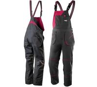 NEO TOOLS Peto de trabajo para mujer o conjunto con chaqueta y peto, tallas S - XXL, diseño moderno, pantalones de trabajo para mujer con tirantes elásticos, bolsillos reforzados, Negro Y Rosa, L