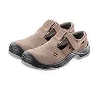 NEO TOOLS Sandalias de seguridad para hombre, S1 SRC, de piel, Zapatos de trabajo reforzados, suela antideslizante antiestática, talón resistente a los golpes, puntera de composite, Marrón, talla 44