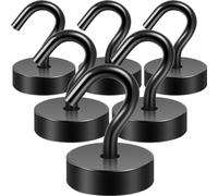 Neosmuk - Ganchos magnéticos negros, imanes de alto rendimiento de 20 kg con ganchos para refrigerador, gancho extrafuerte para colgar (negro, paquete de 6)