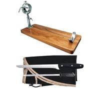 Nerthus FIH 1210 set jamonero cabezal giratorio y telescópico cuchillo jamonero afilador y funda para cortar jamón