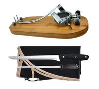 Nerthus FIH 1211 set jamonero plegable cabezal giratorio cuchillo jamonero afilador y funda para cortar jamón