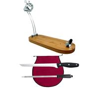 Nerthus FIH 1219 set jamonero plegable cabezal giratorio cuchillo jamonero afilador y funda jamón burdeos para cortar jamón
