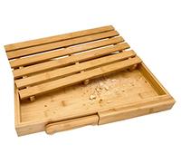 Nerthus FIH 939 tabla cortar pan bambú con cuchillo acero inoxidable rejilla migas