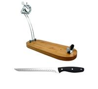 NERTHUS Jamonero Cabezal Giratorio Plegable con Cuchillo Soporte para Jamón, Madera, Marrón, Plegable Paleta/Pata + cuchillo
