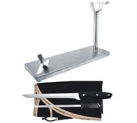 NERTHUS Set Jamonero Acero Inoxidable con Cuchillo, Chaira y Cubre Jamón | Con cuchillo de 25 cm, chaira de 38 cm y cubre jamón. Estructura de acero inoxidable desmontable con base antideslizante