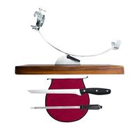 Nerthus Set Jamonero Basculante Madera con Cuchillo, Chaira y Cubre Jamón | Con cuchillo de 25 cm, chaira de 38 cm y cubre jamón. Base de madera, pinchos de acero inoxidable y brazo de acero cromado