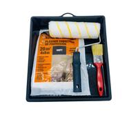 Nespoli Group Kit para Pintar Paredes y Techos, 22 cm, Bandeja Reciclada, Rodillo Antigota 22 cm, Paletina, y Plástico Cubretodo, Ideal para el Hogar