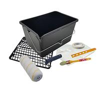 Nespoli Kit Rodillo de Pintura Antigota 22 cm, Cubeta 12 L con Rejilla, Brocha para Recortar, Cinta de Pintor, Plástico Cubretodo, Mezclador de Pintura, Set de Bricolaje Completo