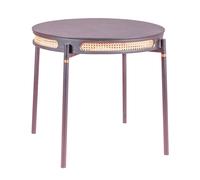 Nest Dream - Mesa de comedor redonda retro con detalles en ratán natural (80cm) - North Black