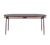 Nest Dream - Mesa de comedor retro con detalles en ratán natural (180x90) - North Black