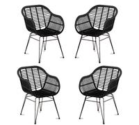 Nest Dream - Pack de 4 sillas de comedor de ratán - Midi Dark natural