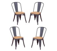 Nest Dream - Pack de 4 sillas metálicas con asiento de madera - Bistro Black