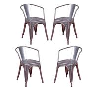 Nest Dream - Pack de 4 sillas metálicas con reposabrazos - Bistro Silver