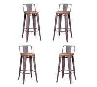 Nest Dream - Pack de 4 taburetes envejecidos con asiento de madera - Bistro Silver