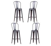 Nest Dream - Pack de 4 taburetes metálicos con respaldo alto - Bistro Black