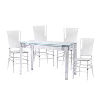 Nest Dream - Set de muebles para el comedor mesa transparente (120cm) y 4 sillas Felipe - Ghost Transparent