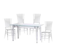 Nest Dream - Set de muebles para el comedor mesa transparente (140cm) y 4 sillas Felipe - Ghost Transparent